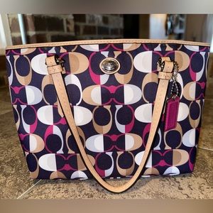 Coach Mini Bag in Navy, Pink, and Tan